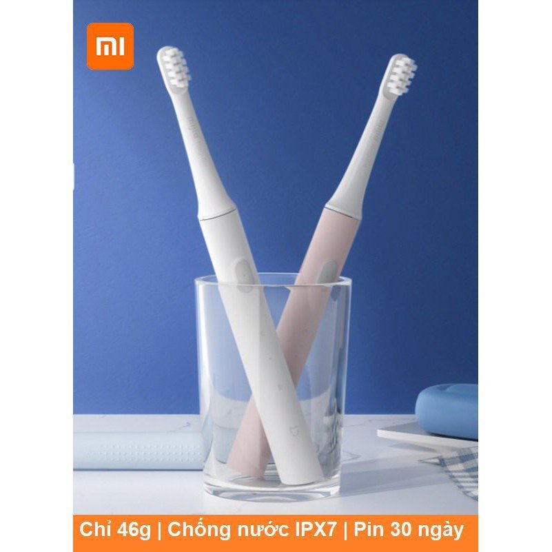 Bàn chải điện T100, T300 Xiaomi pin sạc kháng nước ipx7 bảo vệ nướu, nhẹ 46g
