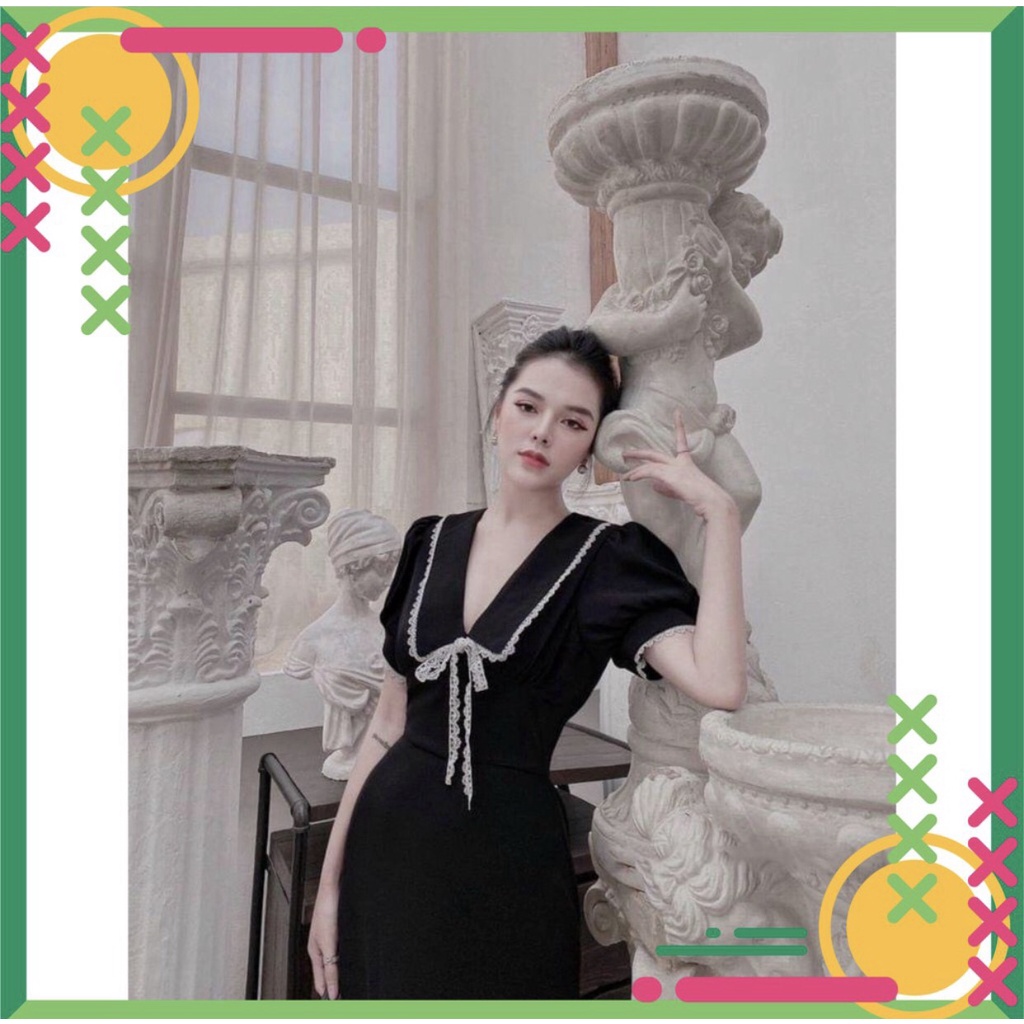 Váy đầm tay ren nữ bigsize từ 65-85kg đầm công sở ,dự tiệc trẻ trung, hoạ tiết cổ trắng , thun poly xịn | BigBuy360 - bigbuy360.vn