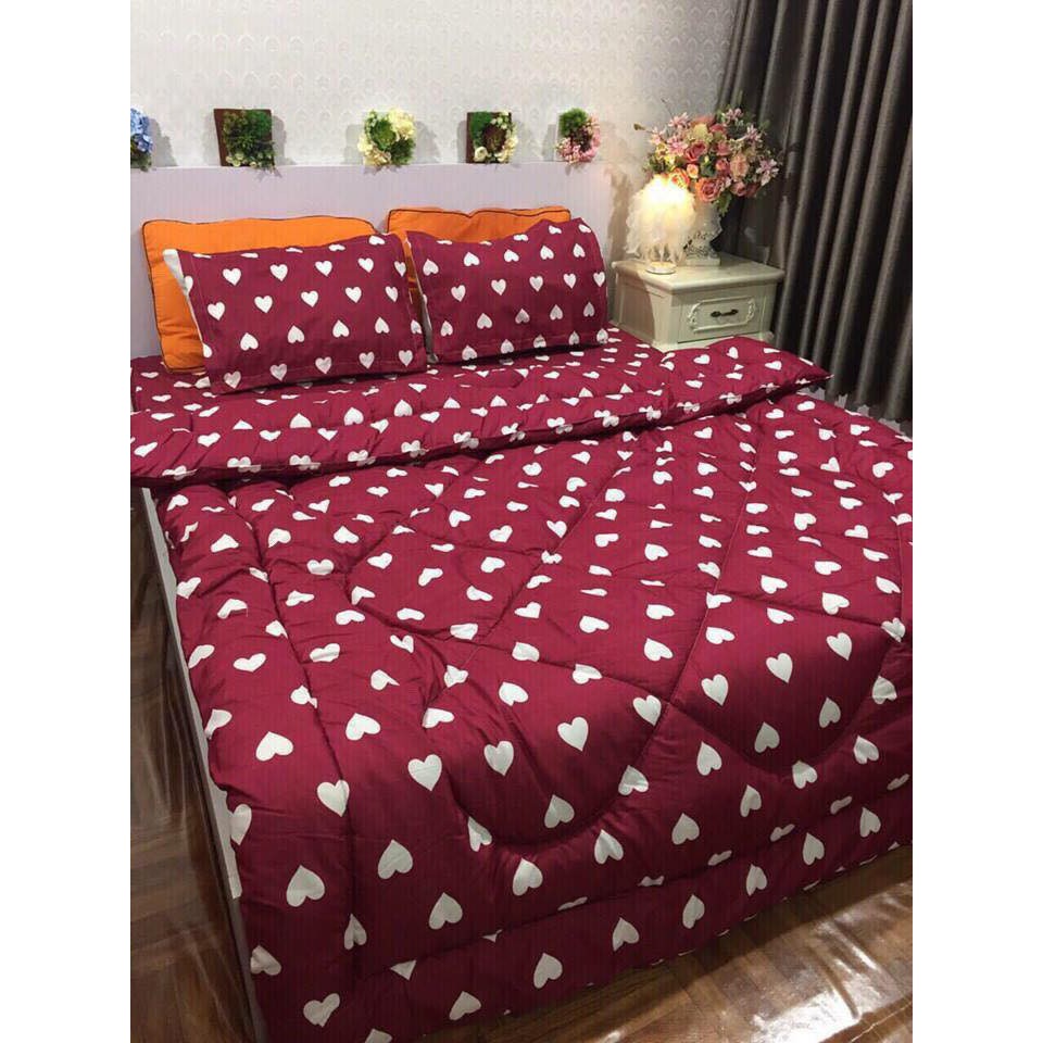 [CHĂN PHAO] Bộ Chăn Phao Ga Gối poly cotton [Siêu Nhẹ Siêu Ấm] [ Chăn phao + Ga chun + Vỏ gối nằm + Vỏ gối ôm ]