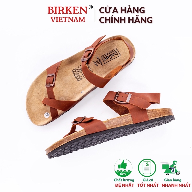 Giày sandal quai hậu da bò unisex xuất khẩu châu âu Mã D14