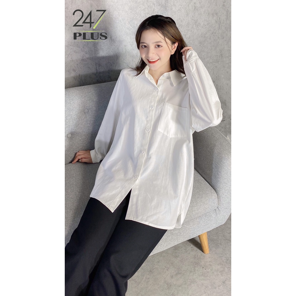Áo sơ mi dài tay phong cách ulzzang vintage hàn quốc dáng rộng - Kiểu áo sơ mi nữ Bigsize suông