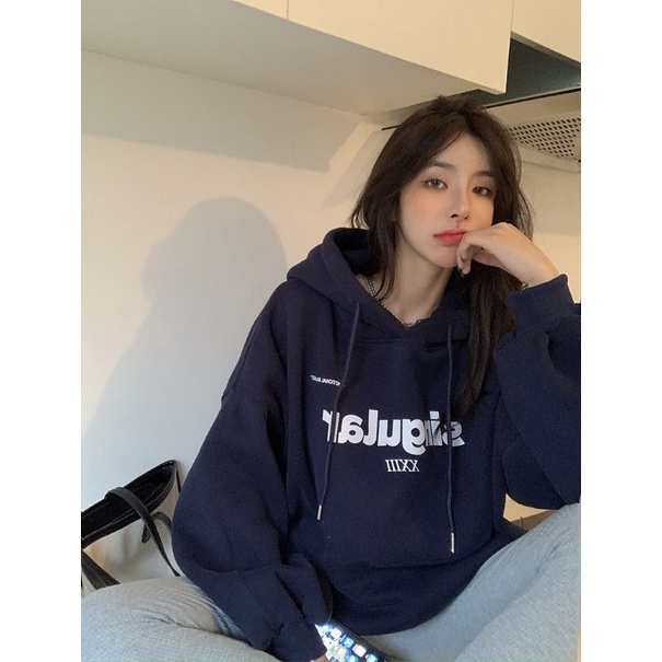 Áo nỉ nữ có mũ trùm đầu, áo hoodies dáng rộng