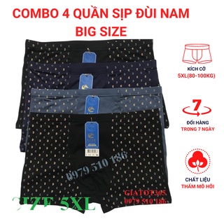 Combo 4 quần sịp đùi nam chất cotton co giãn 4 chiều thoáng mát