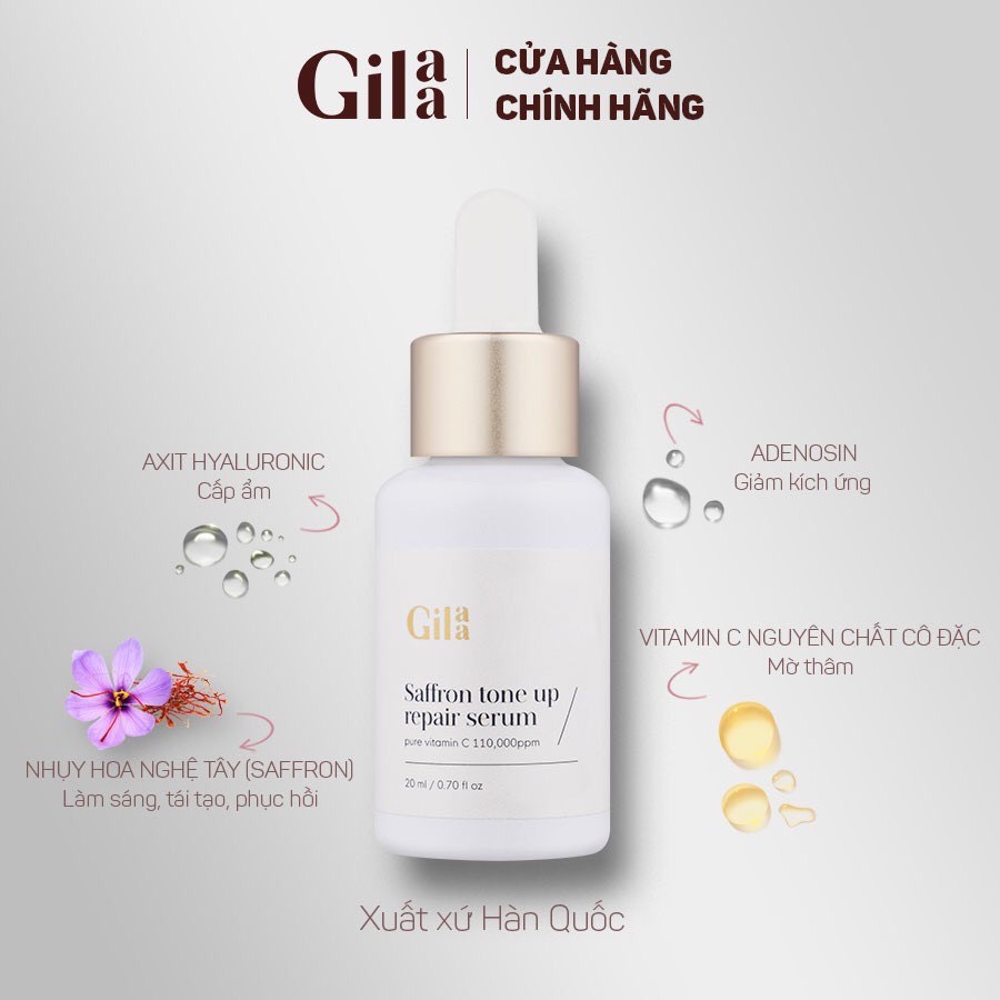 [TẶNG MẶT NẠ NHAU THAI CỪU] GILAA SAFFRON TONE UP REPAIR SERUM