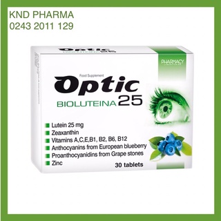 [CHÍNH HÃNG CHÂU ÂU] Optic Bioluteina 25 Viên uống bổ mắt, giảm nhức mỏi mắt, tăng cường thị lực