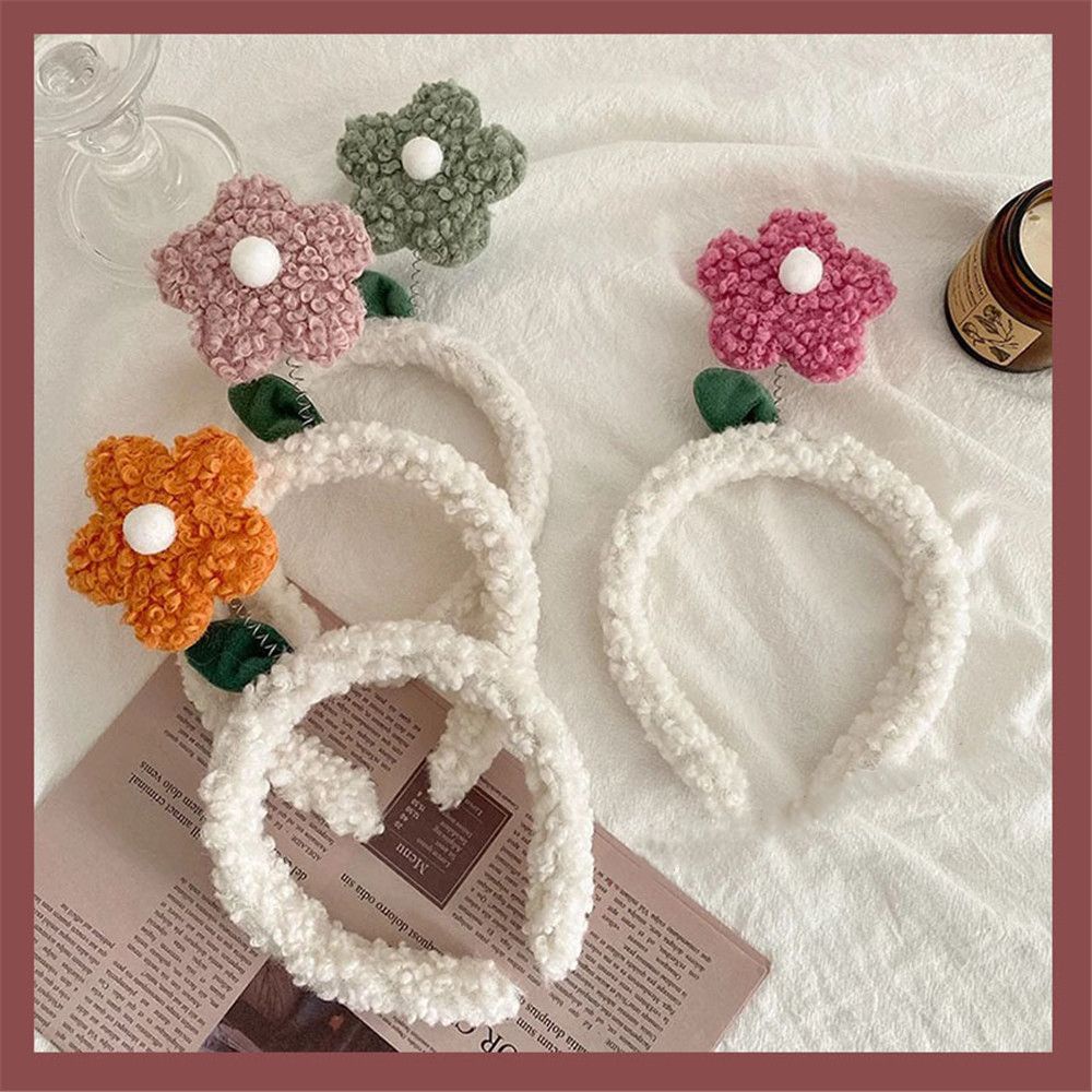 Băng Đô Cài Tóc Vải Len Đính Hoa Dễ Thương Thời Trang Cho Nữ