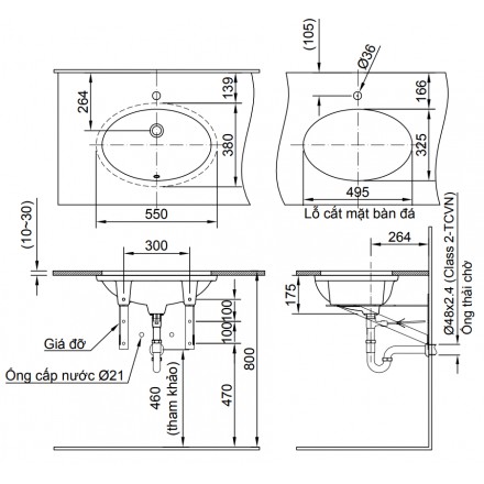 Lavabo Inax Âm Bàn L-2216V /BW1