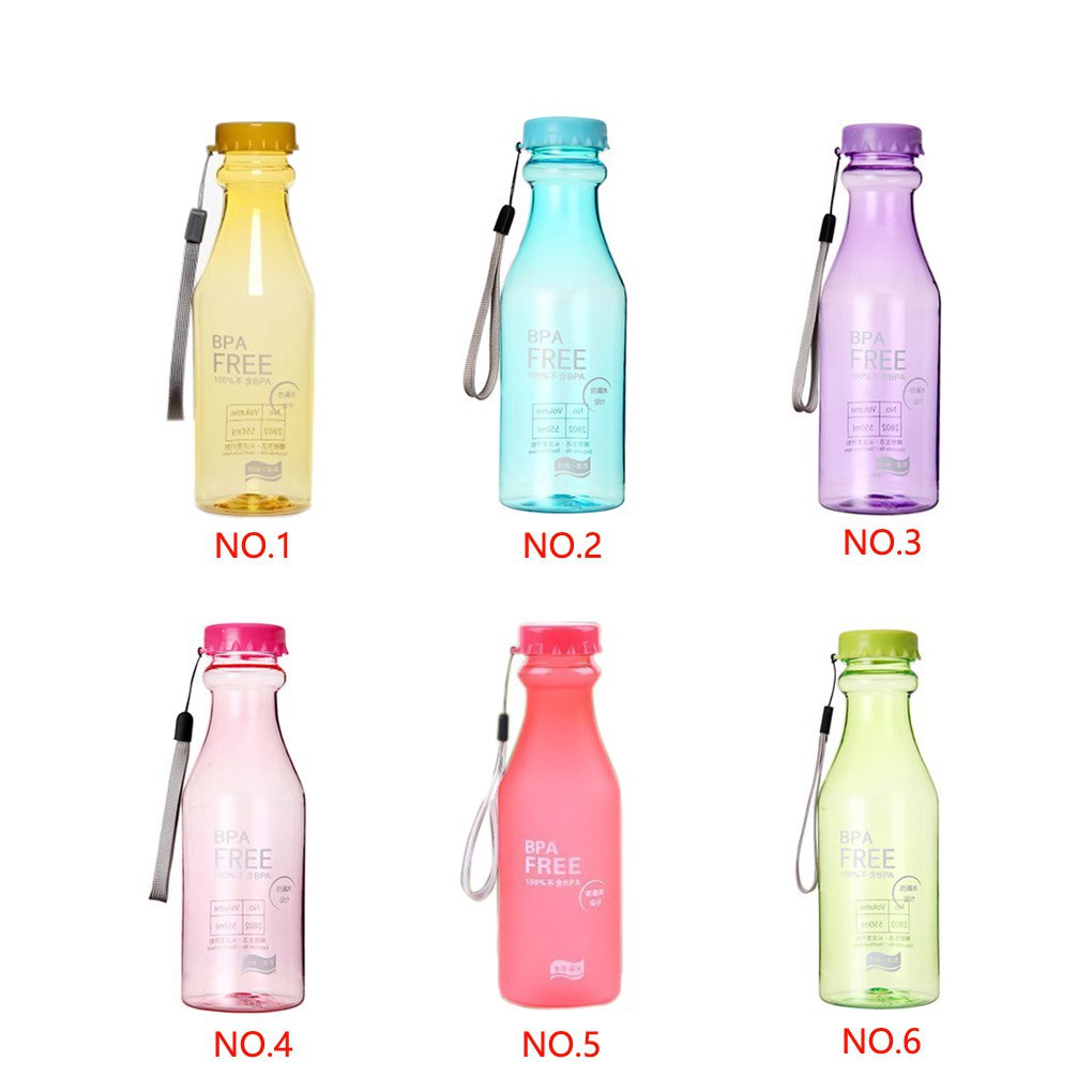 Bình nước trong suốt màu sắc nổi bật kiểu dáng thể thao 550ml