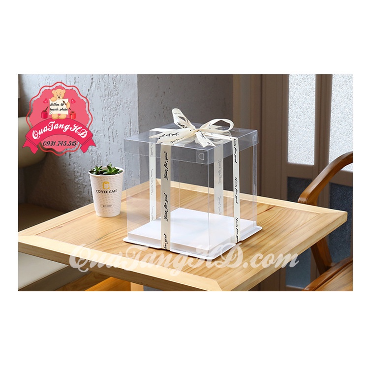 Hộp đựng bánh kem mica trong suốt 1 nắp 26cm không gồm ruy băng