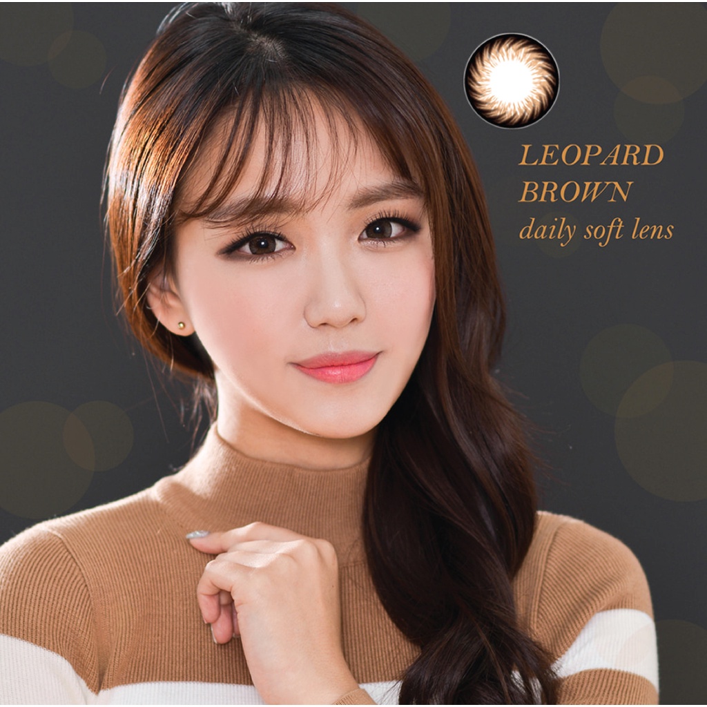 Lens Mắt ANN365 Hàn Quốc Cận Loạn Màu Nâu Đỏ Leopard Brown Dùng 1 Năm