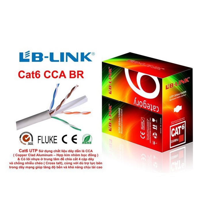 Dây cáp mạng bấm 2 đầu LB-LINK Cat6 10/20/30/50M xanh hoặc trắng - Hàng chính hàng !!!
