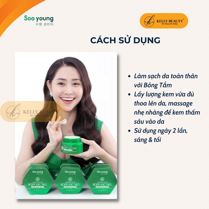 Kem Dưỡng Trắng BODY Lục Tảo SOOYOUNG 250g – Dưỡng Trắng, Giữ ẩm, Chống Nắng, Không Bết Dính | KELLY BEAUTY