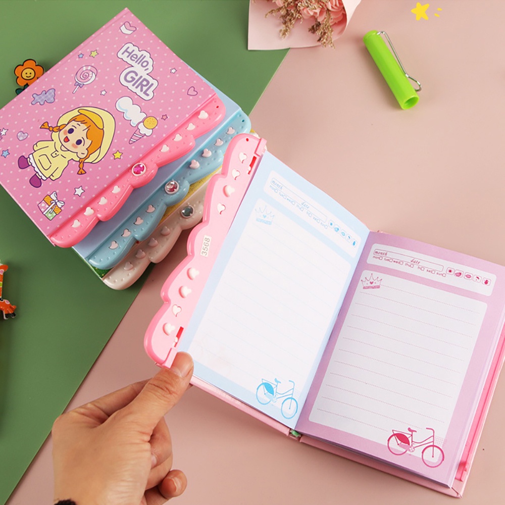 Set 50 Tấm Sổ Tay Có Khóa Mật Khẩu Họa Tiết Hoạt Hình Dễ Thương Cho Học Sinh