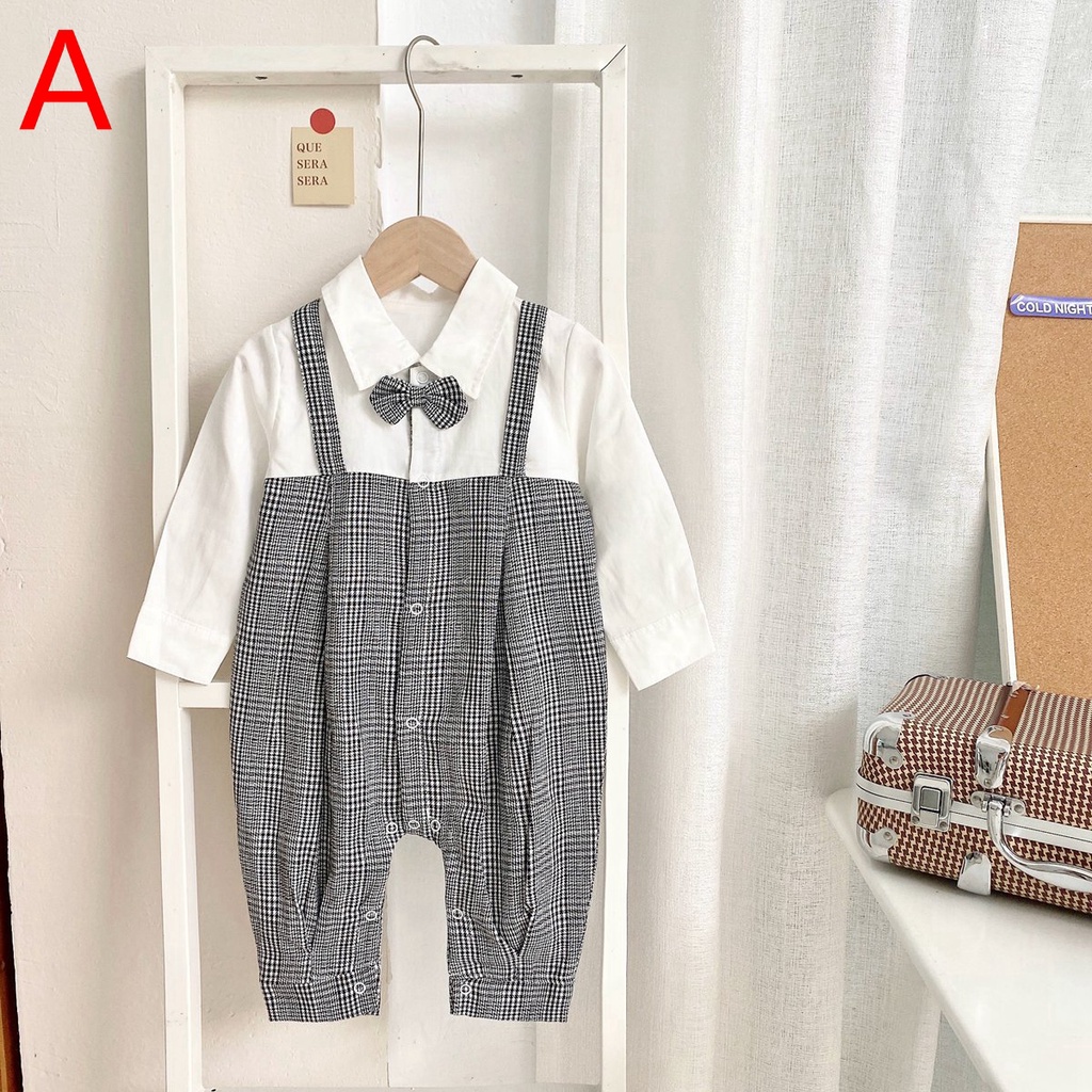 Áo Liền Quần Sanlutoz Vải Cotton Kẻ Sọc Ca Rô Dài Tay Thời Trang Mùa Thu Cho Bé Trai