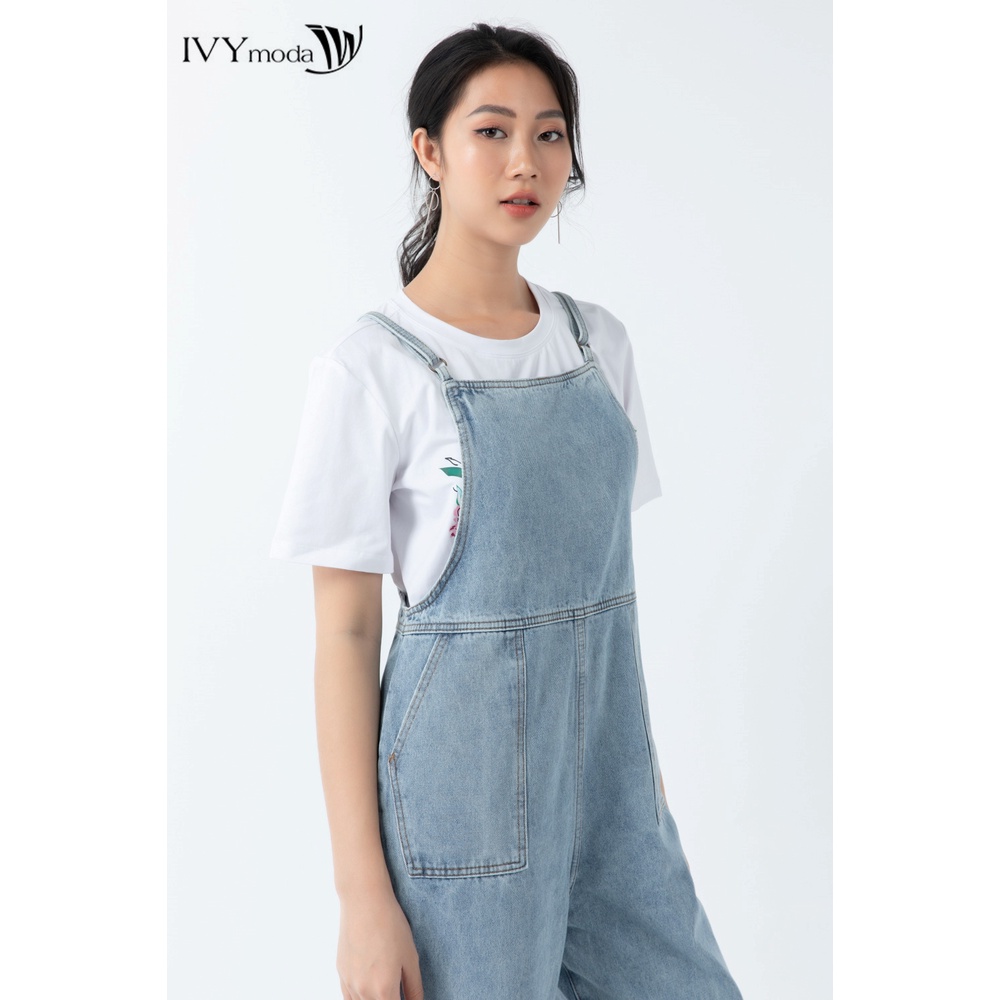 [NHẬP WABRTL5 GIẢM 10% TỐI ĐA 50K ĐH 250K ]Quần yếm jeans nữ bạc màu IVY moda MS 18B8018