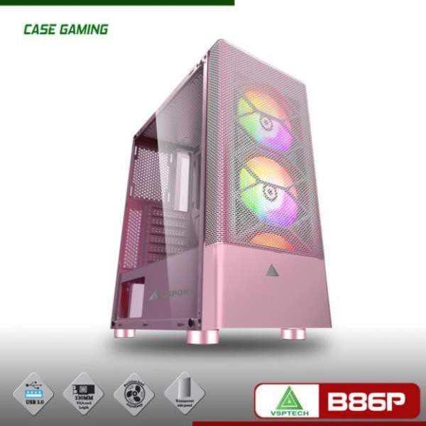 [Đen - Trắng - Hồng] Vỏ case máy tính VSP Gaming B86 (No Fan), hàng mới chính hãng hỗ trợ main ATX, m-ATX, ITX