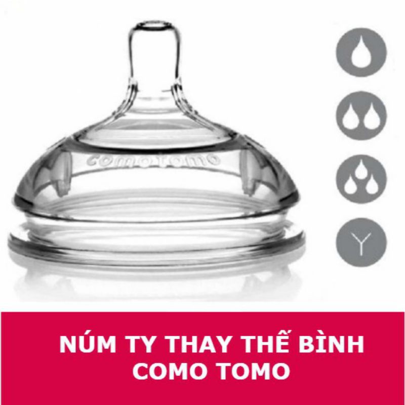 (GIÁ TỐT) Núm ti thay thế bình sữa silicon comotomo, hàng chính hãng,núm siêu mềm,có đủ size 1/2/3, tách lẻ 1 núm