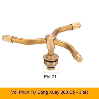 Đàu Vòi Phun Nước Xuay Tự Động 360 Độ - đầu 3 béc