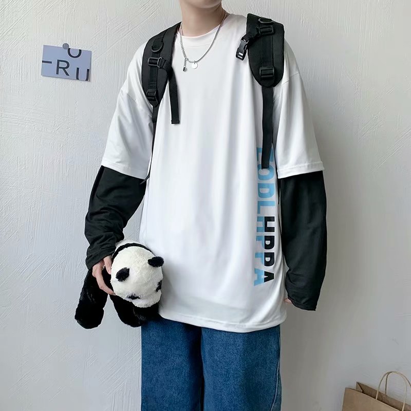 áo thun dành cho cặp đôi Nam Tay Dài Giả Hai Lớp Phong Cách Hip Hop Năng Động | BigBuy360 - bigbuy360.vn