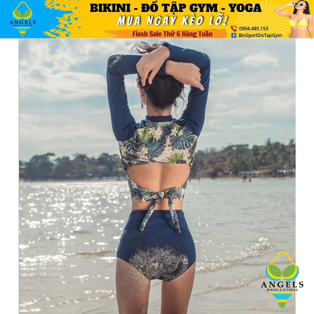 Bikini,Bộ Đồ Bơi Hoa 2 Mảnh Dài Tay , Hàng Nhập đủ size M L XL,BHN009 | BigBuy360 - bigbuy360.vn