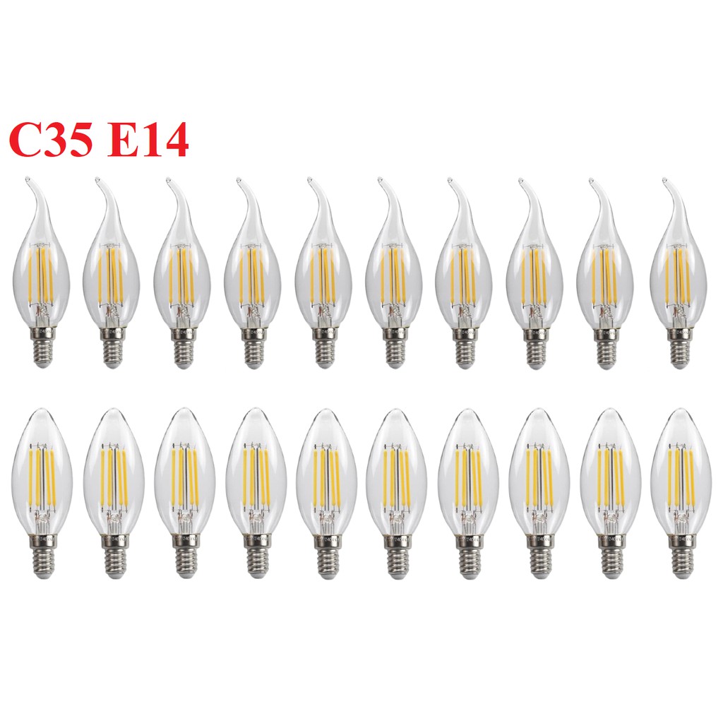 Combo 10 Bóng đèn LED Edison C35 4w E14 2700k/4000K/6000K giá siêu rẻ, siêu bền, hình quả nhót, hình nến