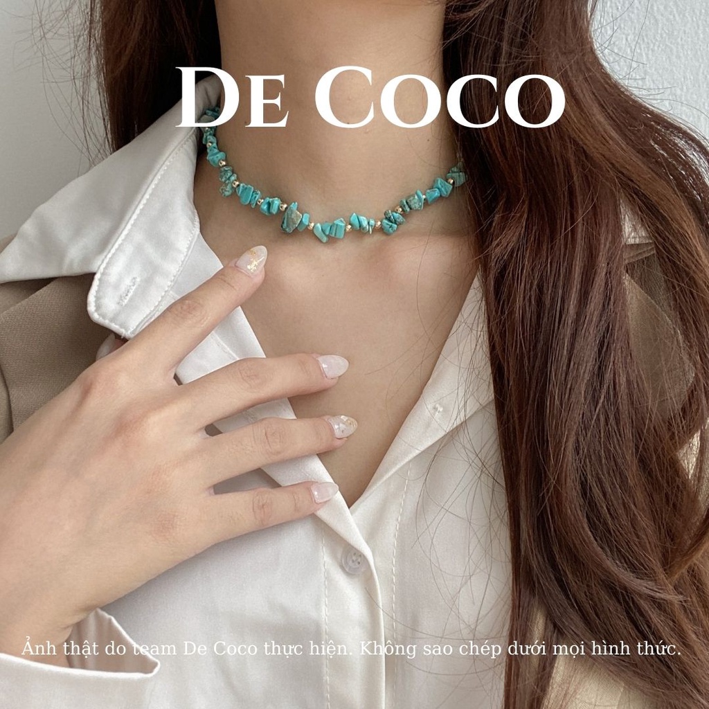 Vòng cổ choker đá xanh ngọc lục bảo Graval decoco