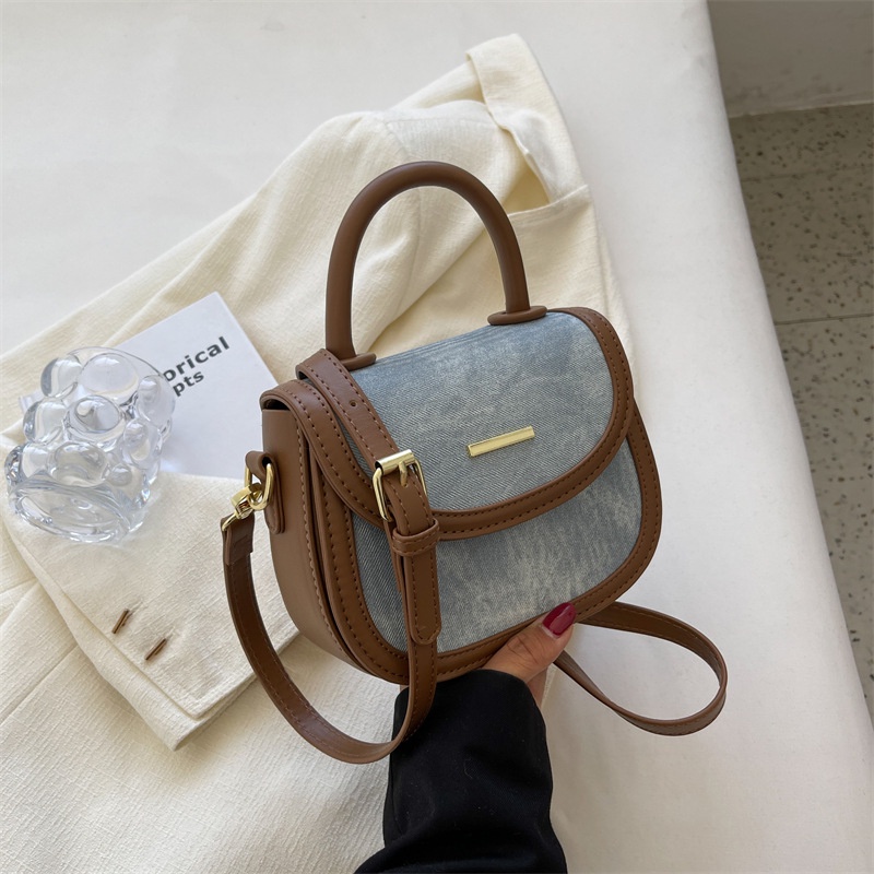 Túi Xách JASMIN NOIR Denim Đeo Chéo Có Khóa Phong Cách Retro Cho Nữ