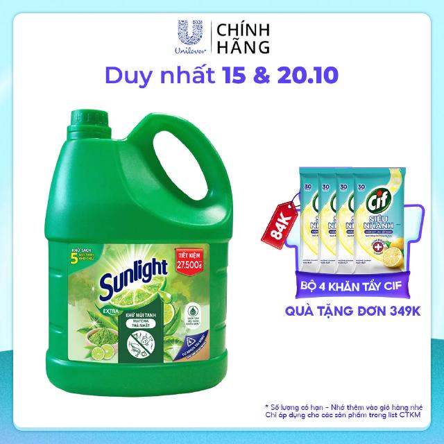 Nước rửa chén Sunlight Matcha Trà Nhật chai 3.6kg (MỚI)