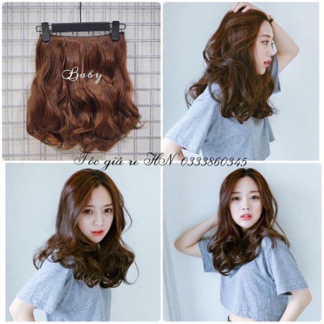 Tóc giả nữ kẹp xoăn  FREESHIP  kẹp xoăn đuôi 38cm k35