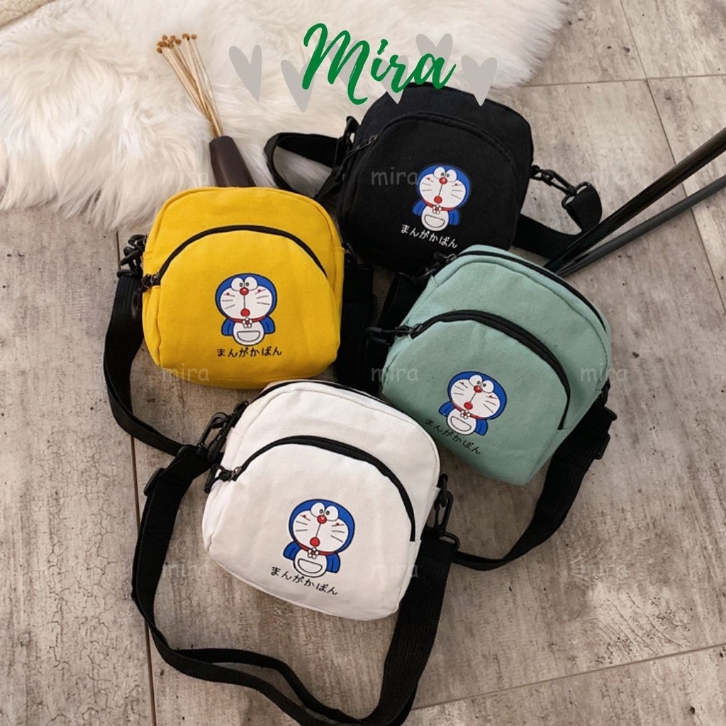 Túi Xách Nữ Đeo Chéo Tote Canvas Đựng ĐiệnThoại Đi Chơi Thêu Hình Doremon Ulzzang Hàn Quốc MIRA-TV58004
