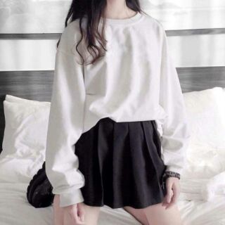 Sweater trắng trơn basic unisex tay dài - hàng cao cấp