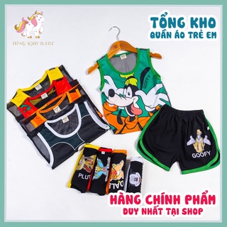 Combo 6 bộ lưới ba lỗ in 3D cao cấp thú cưng hoạt hình quần áo mùa hè cho bé - Mẫu 1