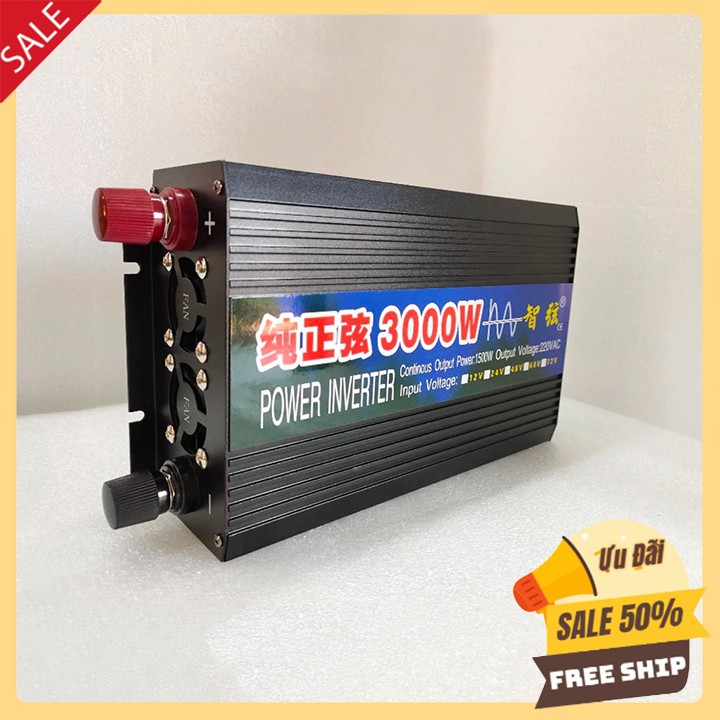 Bộ kích điện ac quy 12V sang 220V INVERTER Sóng sin chuẩn 3000W