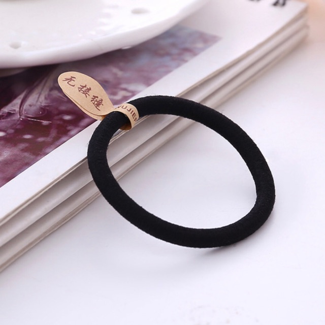 Chun buộc tóc - thun cột tóc - dây buộc tóc trơn màu đen dày 5mm cho nữ, bé gái