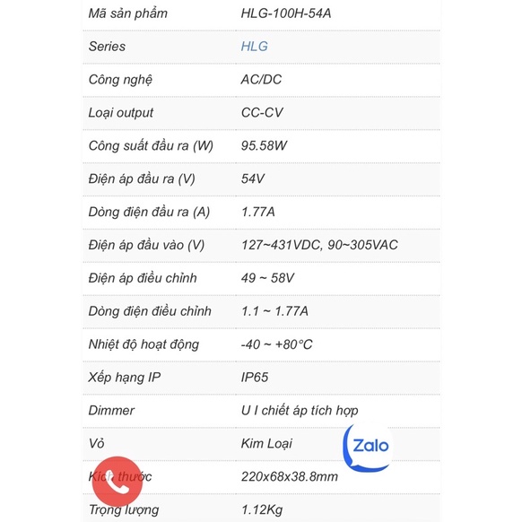 Nguồn HLG-100H-54A giá thanh lý