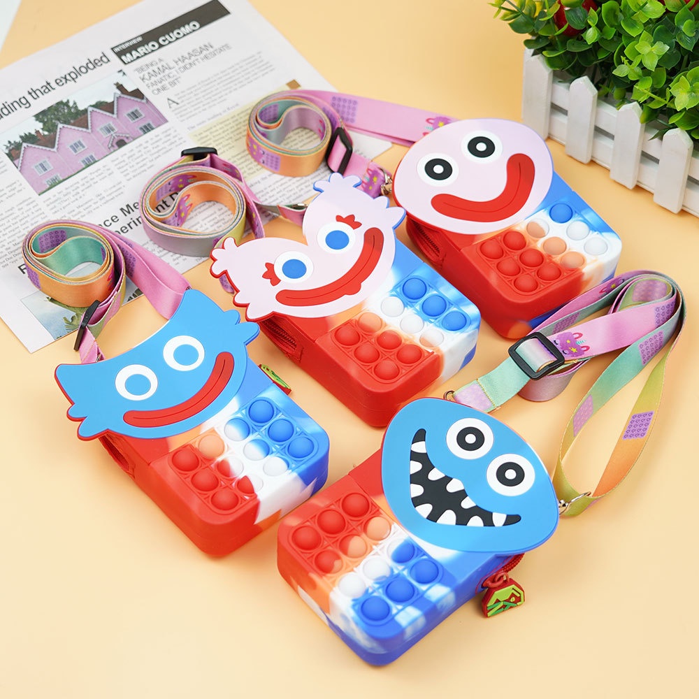 Poppy playtime Shoulder bag with stress-relieving bubble toy, many options, Huggy Wuggy