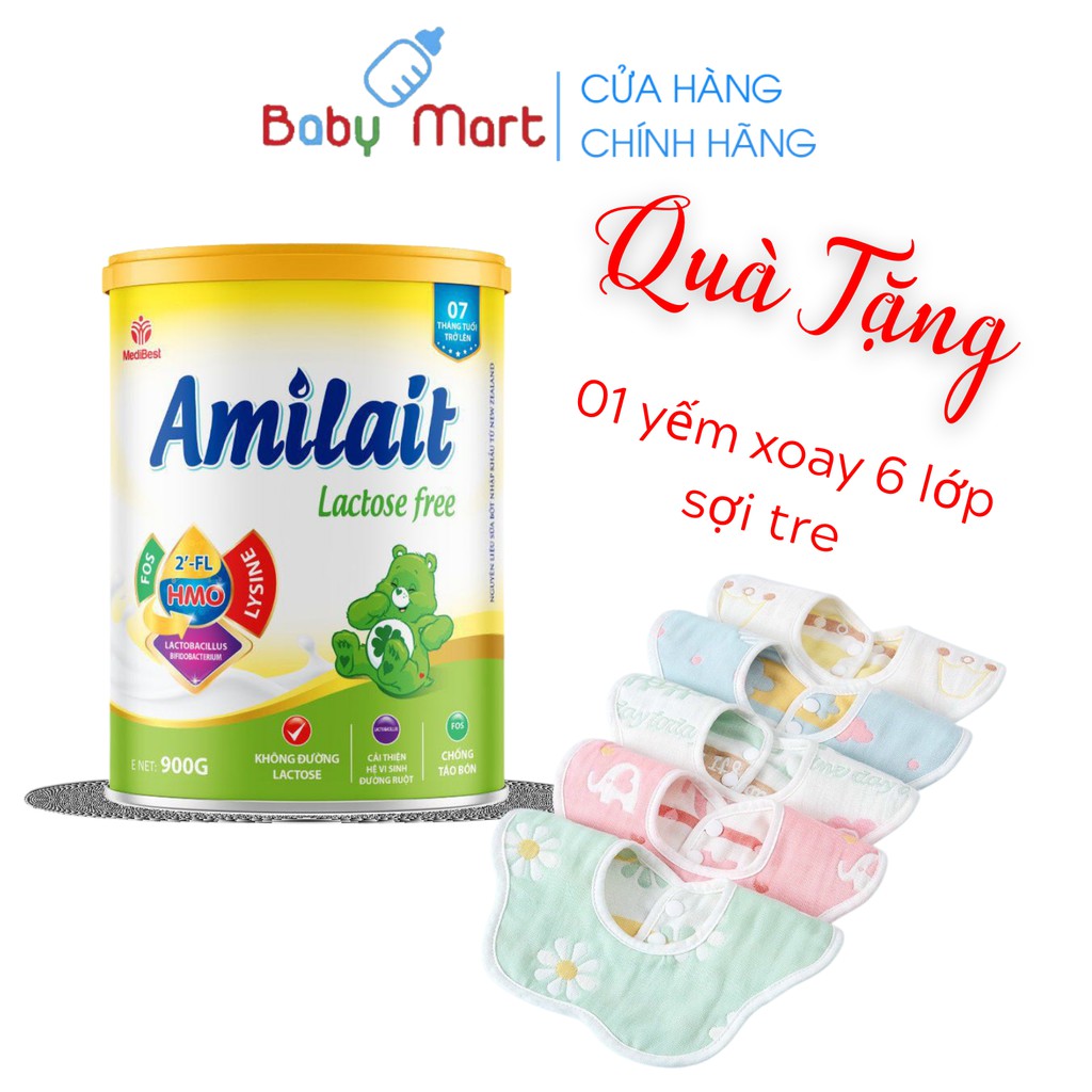 Sữa Bột Amilait Lactose Free Cho Trẻ Không Dung Nạp Đường Lactose Và Chống Táo Bón Hộp 900G