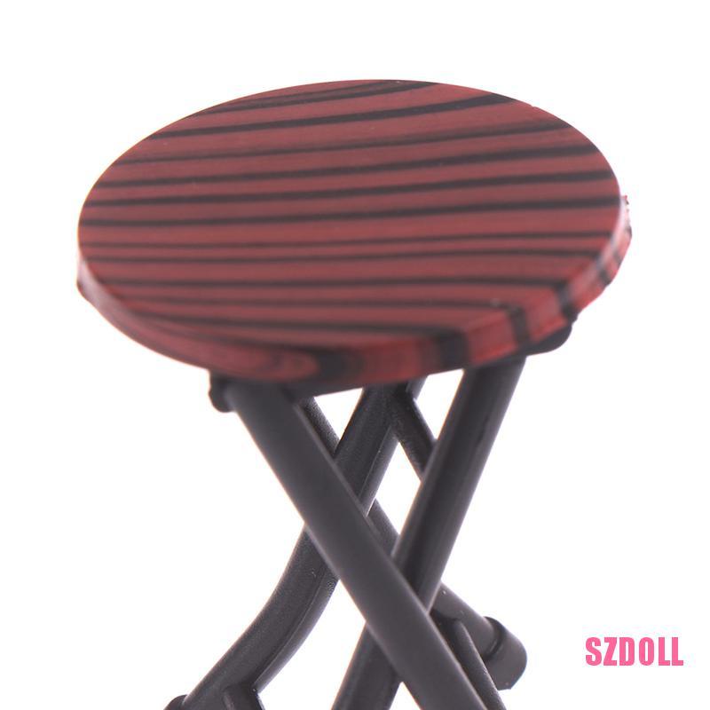 Bàn Ghế Xếp mini Tỉ Lệ 1:12 Cho Nhà Búp Bê SZDOLL6 Với 4 Ghế Đẩu