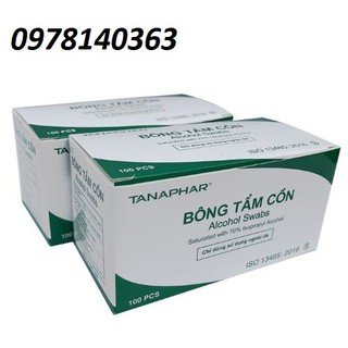 BÔNG TẨM CỒN KHÔ SÁT TRÙNG TANAPHAR HỘP 100 MIẾNG CHÍNH HÃNG