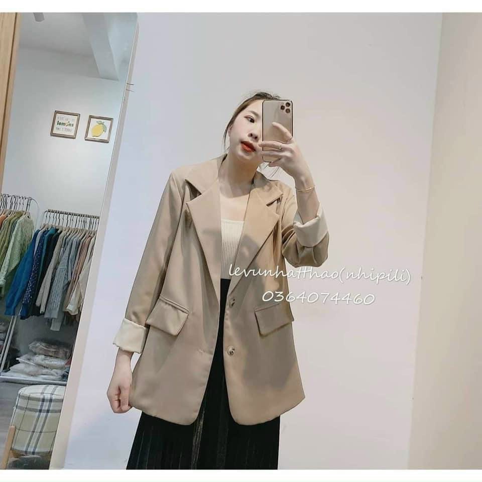 [ÁO KHOÁC] Vest Nữ Tay Dài 2 Lớp, Áo Blazer Màu Trơn Hàn Quốc Mix Quần Chân Váy Cưc Xinh