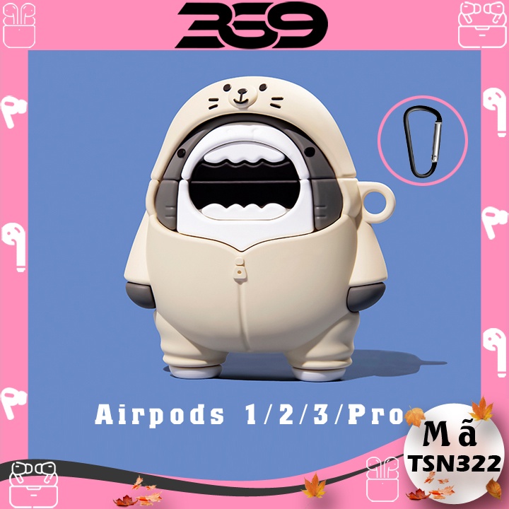 Case Airpods 1/2/3/pro vỏ ốp bao đựng bảo vệ tai nghe không dây bluetooth hình chú Cá Mập Khoắc Áo - TSN322
