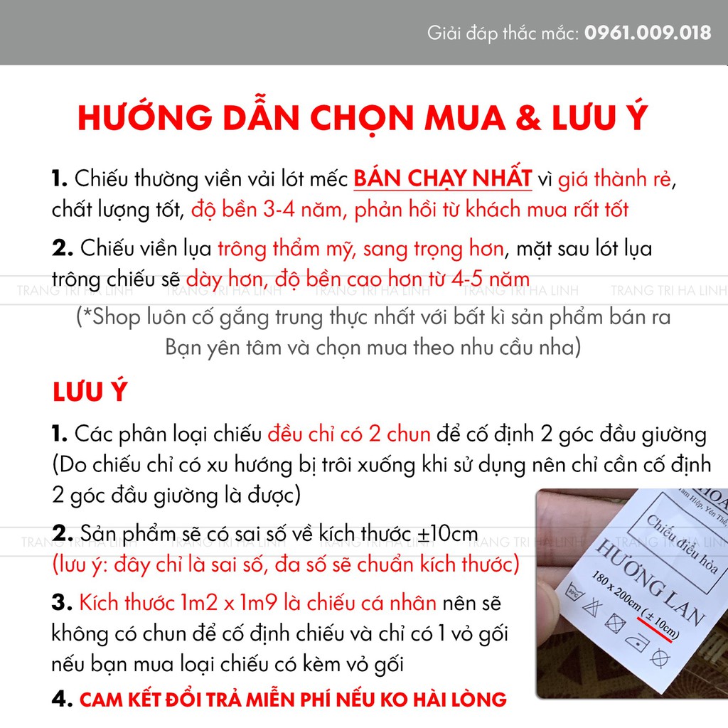 Chiếu điều hòa sợi mây tổng hợp lót lụa cao cấp 2 mặt giá rẻ 1m2 1m6 1m8