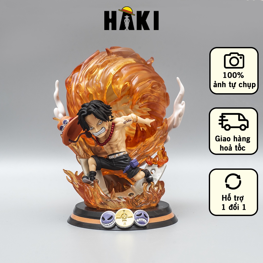 Mô hình One Piece Ace Hỏa Quyền cao 16cm, mô hình trang trí One Piece Figure Ace băng Râu Trắng Haki Shop
