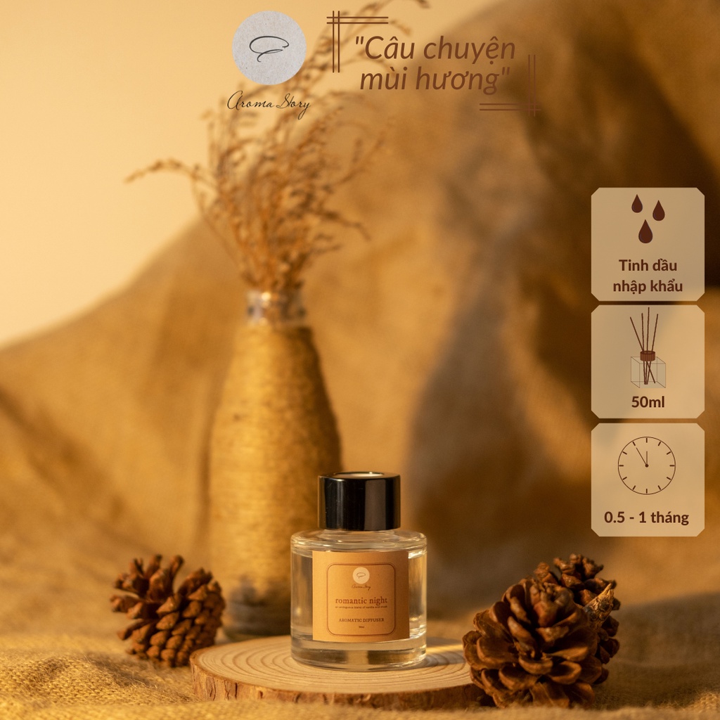 Tinh Dầu Khuếch Tán Aroma Story Hương Vani Và Xạ Hương Romantic Night Size 50ml/100ml
