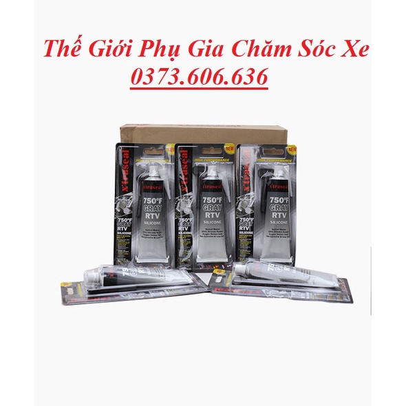 Keo chịu nhiệt, keo thế ron, keo tạo gioăng X'traseal 750F Gray RTV Silicone 85gr chính hãng
