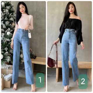 Quần jeans ống rộng lưng cao