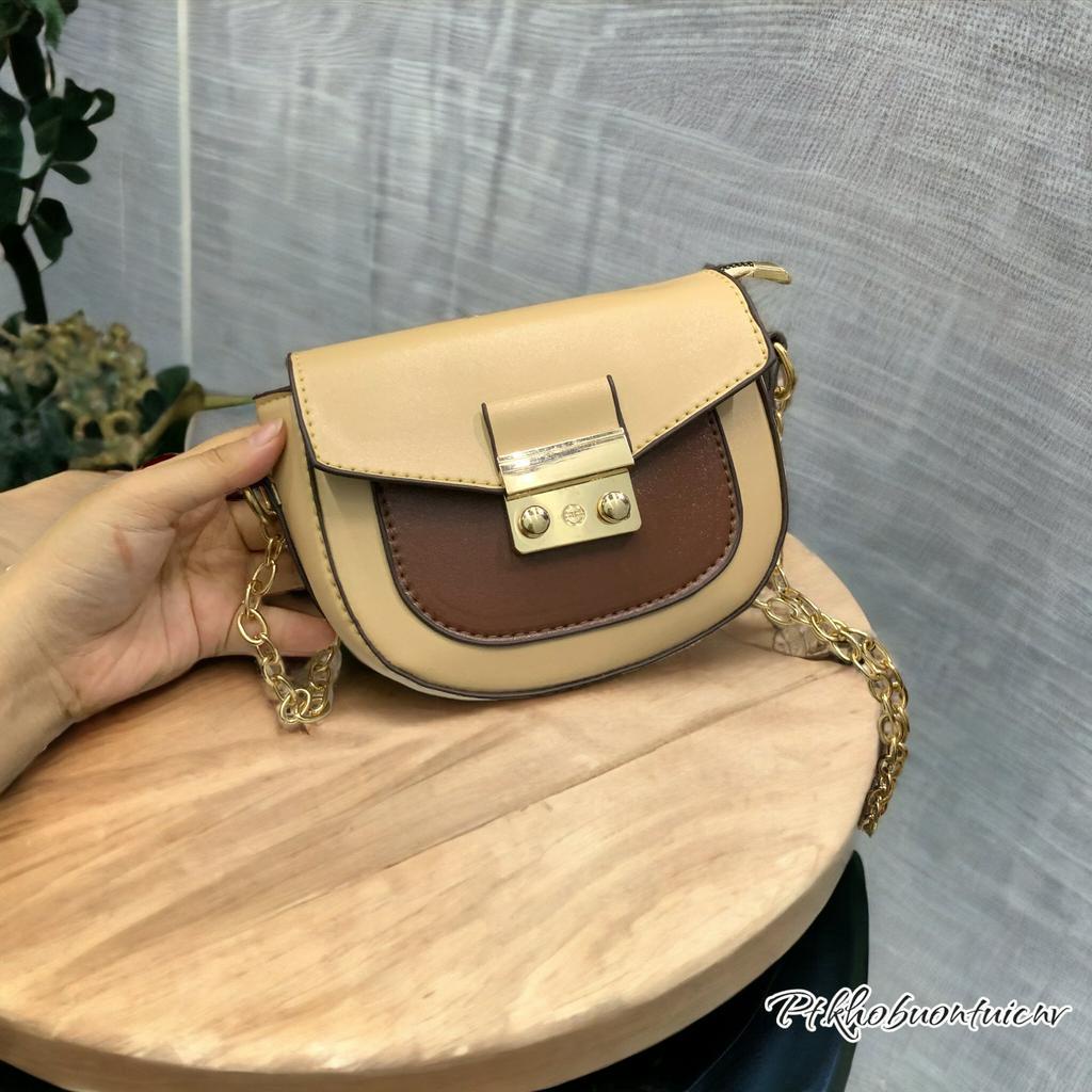 Túi xách nữ đeo chéo, đeo vai 2 khóa bấm thời trang