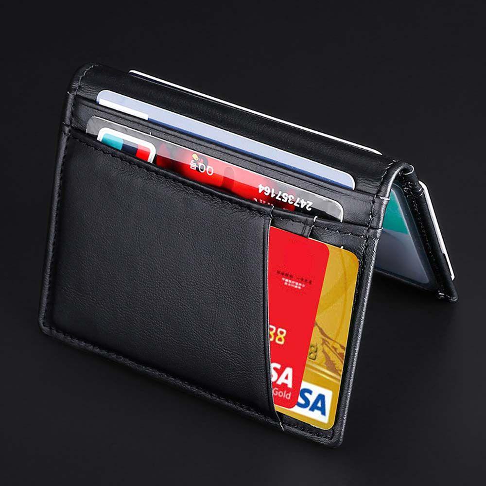 QQMALL Ví Da PU Siêu Mỏng Đựng Thẻ Tín Dụng / Tiền Mặt Dành Cho Nam