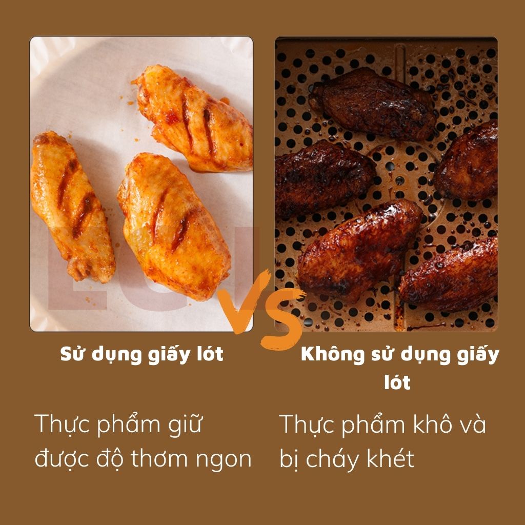 Giấy lót nồi chiên miếng giấy nến lót chống thắm chống dính tiện dụng set 50 cái EC LIfe 0811