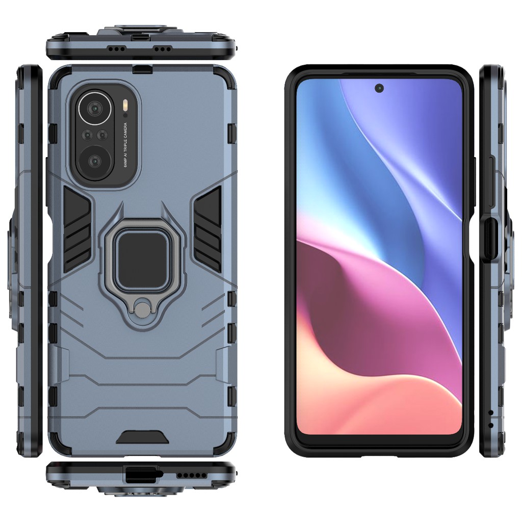 Ốp lưng Redmi K40 / K40 Pro / Poco F3 dùng chung chống sốc Iron Man Iring giá đỡ xem phim siêu bền